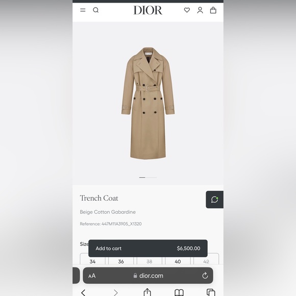 DIOR Christian Dior Monsieur Trench Coat Beige Cotton Gabardine